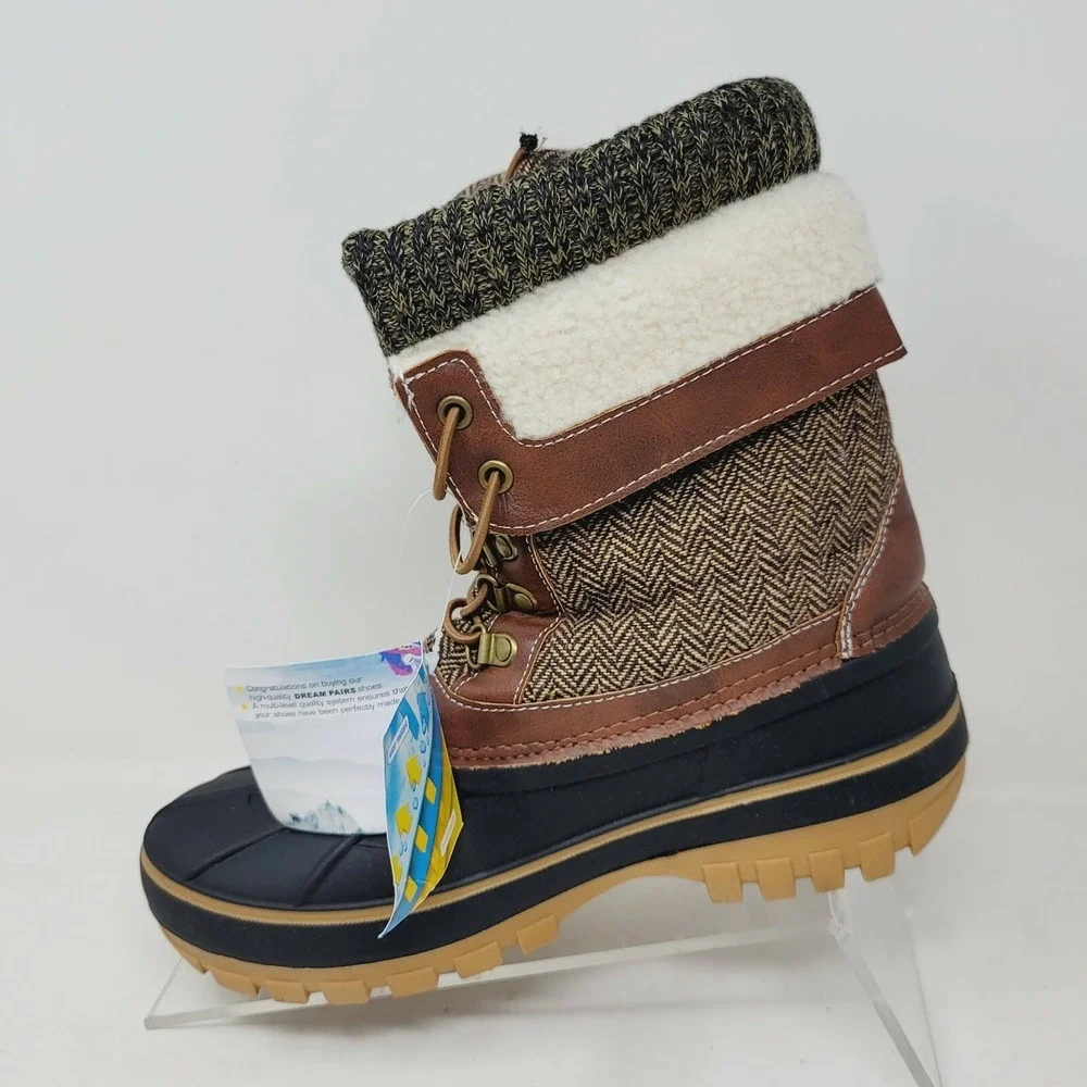 DREAM PAIRS Women's Snow Boots Waterproof Mid Calf Winter Warm Faux Fur Size 5